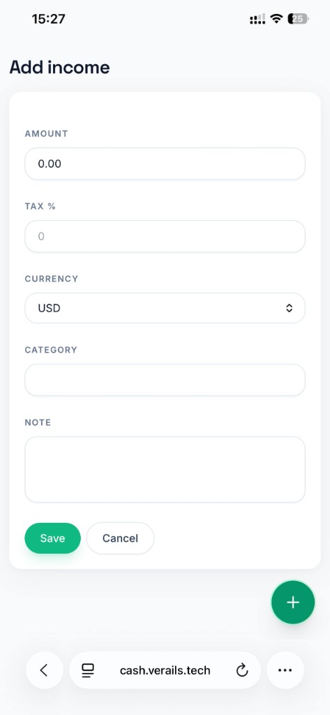 Форма ввода дохода